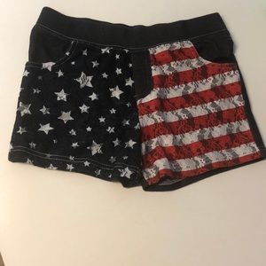 Old Navy patriotic, pull-on shorts, denim look